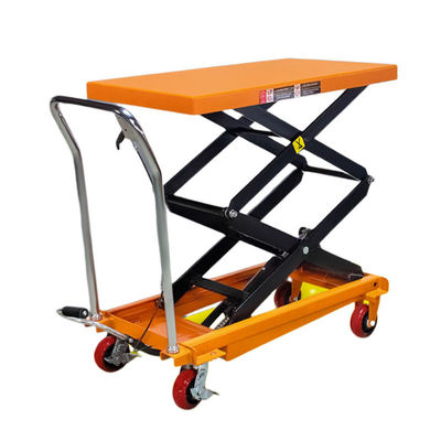 kupować Pomarańczowy mobilny nożyczkowy podnośnik stołowy hydrauliczny 300kg hydrauliczny podnośnik stołowy online manufacture
