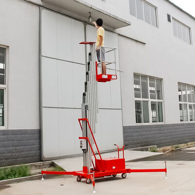 Elektryczny podnośnik masztowy aluminiowy 8 m 10 m 150 kg Pionowa platforma robocza z pojedynczym masztem